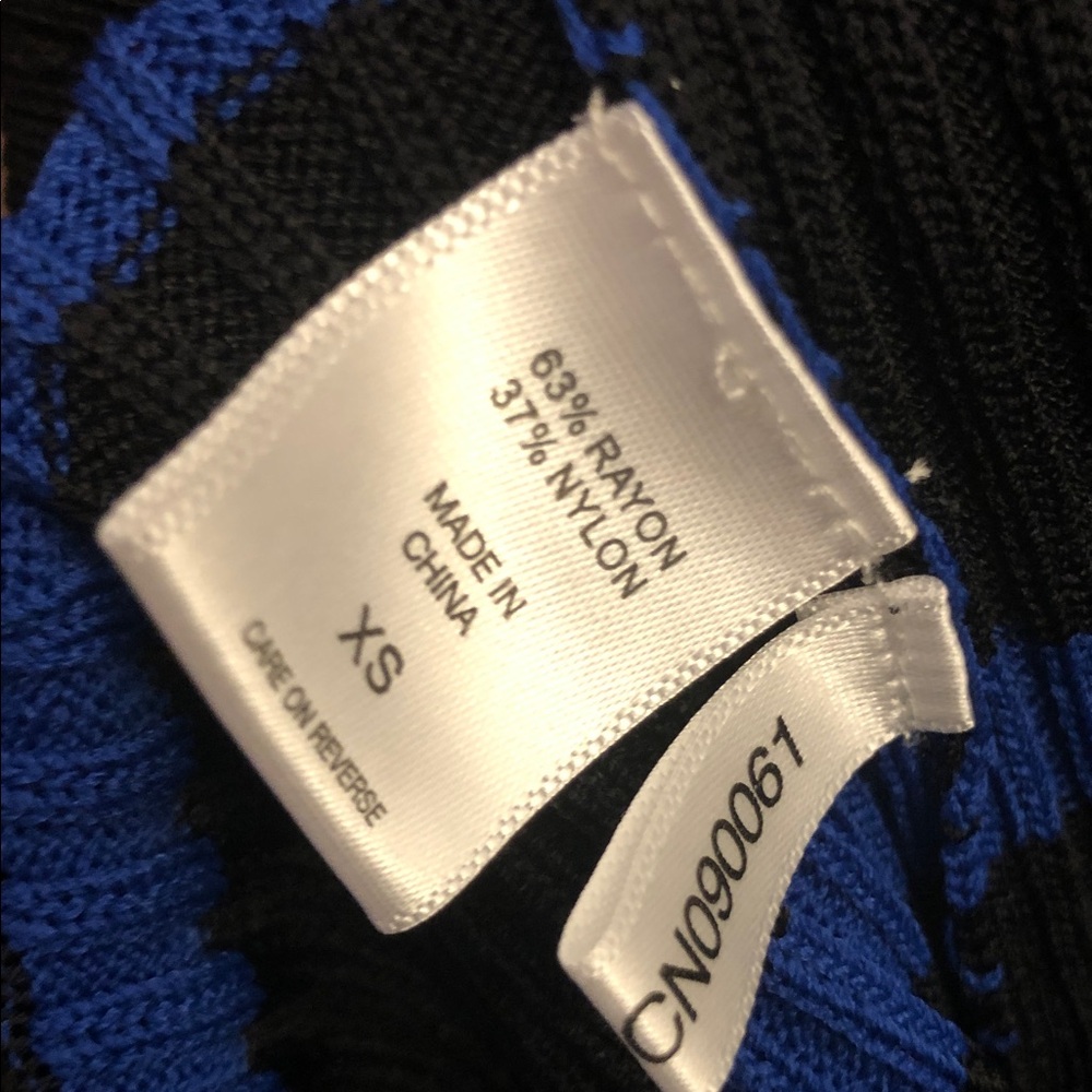New York & Company Black and Blue Striped Ribbed Midi Skirt - Picture 4 of 4